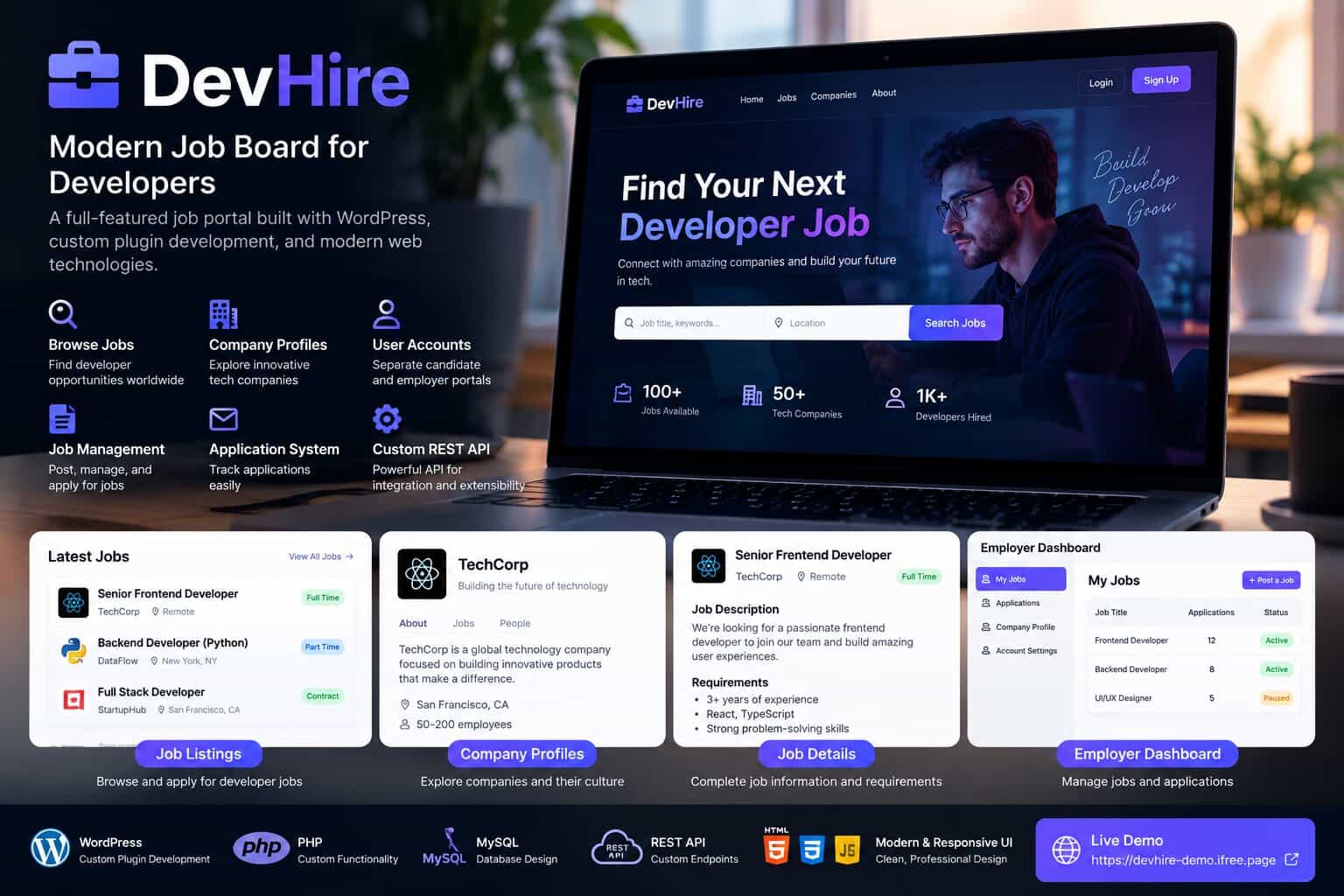 DevHire — Developer Job & Talent Platform screenshot